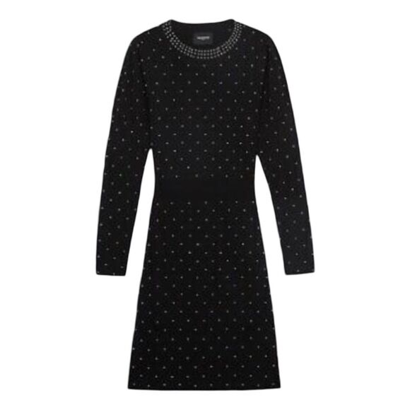 The Kooples NWOT Black Stretchy Knit Studded Dress - Picture 2 of 15